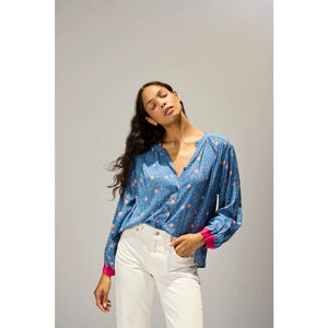Natalie Martin Tolan Shirt Small 100% Viscose Button-Down Blouse